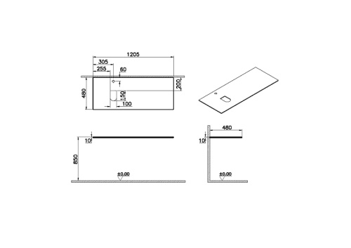 Столешница Vitra Origin 65726 121х48 накладная цвет черный - фото 2