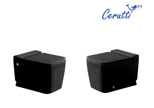 Унитаз приставной Cerutti SPA CT10197 черный матовый с сиденьем микролифт безободковый импульсный смыв - фото 3