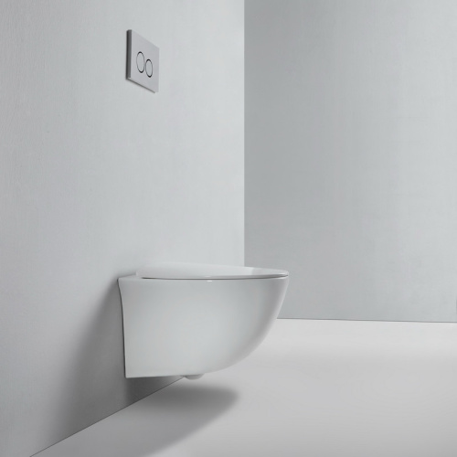 Унитаз подвесной Bond Oval F05-10 белый с сиденьем микролифт безободковый душевой смыв - фото 3