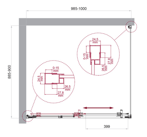 Душевой уголок BelBagno LUCE LUCE-AH-1-100/90-C-Cr 100х90 стекло прозрачное профиль хром глянцевый без поддона - фото 2