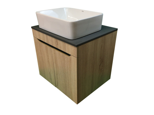 Тумба с раковиной Sintesi STL.W7023_SIN-LVB-APP-401 60х55х50 подвесная цвет темно-серый/коричневый/белый - фото 4