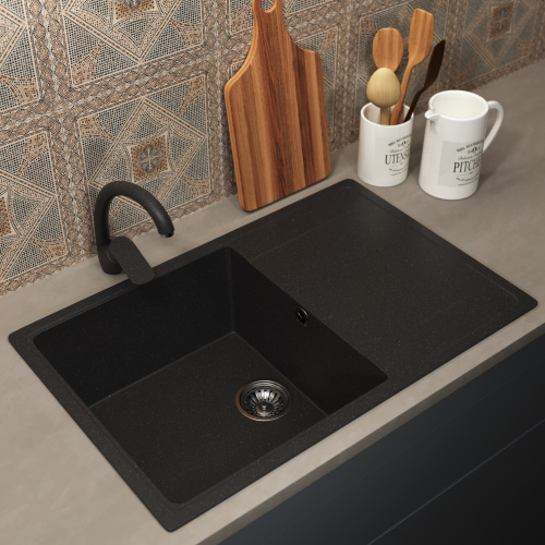 Кухонная мойка Uperwood ECON UPD-507 4010202111 74х48 цвет черный - фото 2