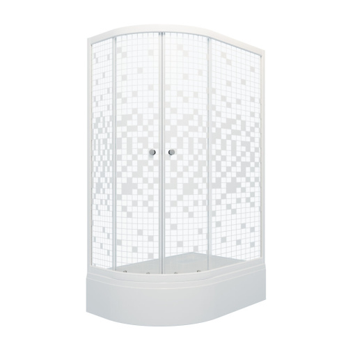 Душевой уголок Тритон Коралл Щ0000061783 120х80 стекло прозраное с узором профиль белый с поддоном - фото 3