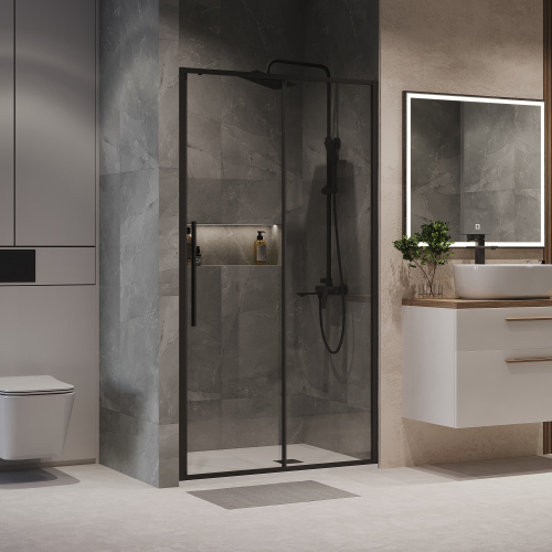 Душевая дверь Niagara Nova NG-84-14AB 140х195 стекло прозрачное профиль черный матовый - фото 3