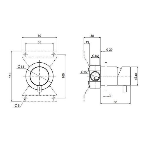 Смеситель для душа QuadroDesign Source 1343.00AS встраиваемый в стену нержавеющая сталь - фото 2