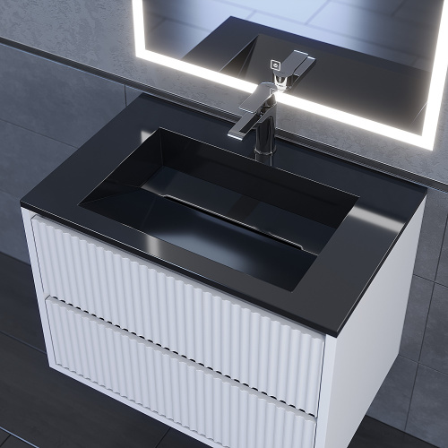 Раковина из литьевого мрамора Uperwood Next Premium RNext70bg 70х45 полувстраиваемая цвет черный - фото 5