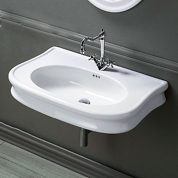 Раковина из санфаянса Simas Lante LA11bi*1 86х54 полувстраиваемая цвет белый 1 отверстие под смеситель