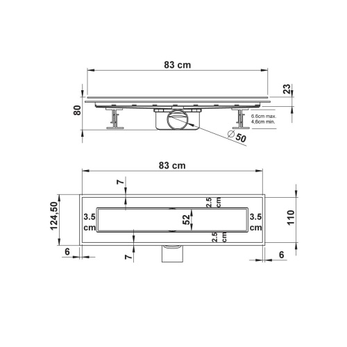 Душевой лоток Vincea ANZER SAY.72.2.80.STN напольный - фото 2