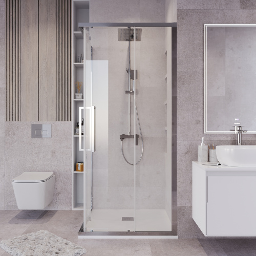 Душевой уголок Grossman Cosmo 300.K33.02.1010.10.00 100х100 стекло прозрачное профиль хром глянцевый без поддона - фото 5