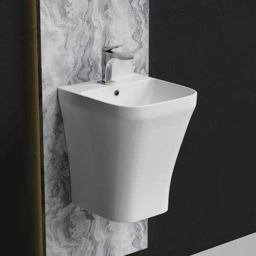 Раковина из сантехнического фарфора Ceramica Nova DION CN6067 37х40 подвесная цвет белый 1 отверстие под смеситель - фото 2