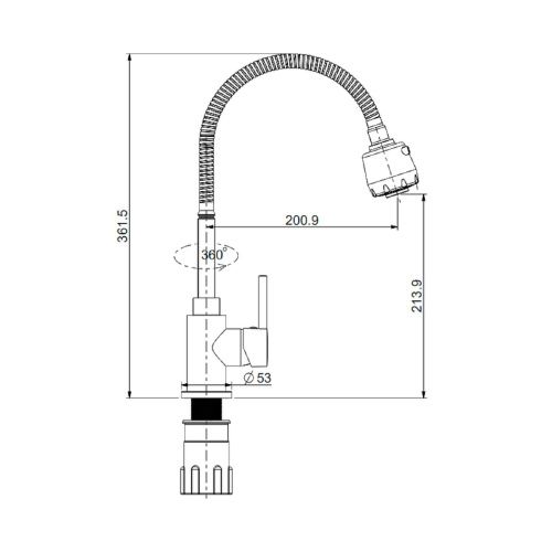 Смеситель для кухни Splenka S201 S201.47.06 на мойку черный - фото 3
