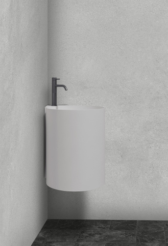 Раковина из искусственного камня Abber STEIN AS2625 42х42 подвесная цвет белый матовый без отверстий под смеситель - фото 3