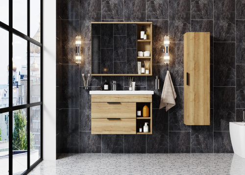 Зеркало-шкаф Onika Легран 208092 80х16х70 подвесной цвет коричневый - фото 4