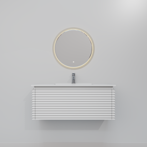 Тумба с раковиной+зеркало Art Decco Jacqueline (Жаклин) AJC10W34S2MF 100x45x40 подвесная цвет белый - фото 3