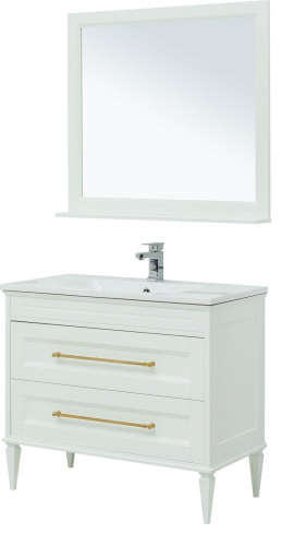 Комплект мебели: тумба с раковиной 101x47x65 + зеркало Aquanet Бостон М 00281192 напольный/подвесной цвет белый - фото 5