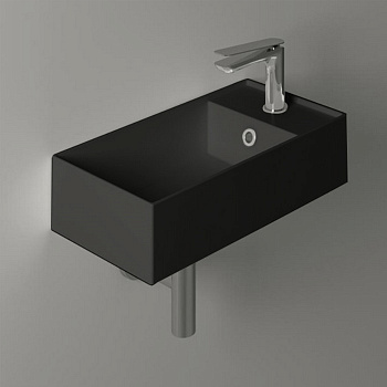 Раковина из санфаянса Simas Agile AG50 nero matt*1 50х27 подвесная цвет черный матовый 1 отверстие под смеситель