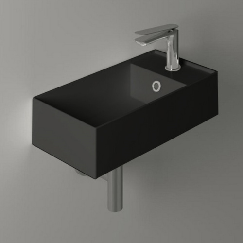 Раковина из санфаянса Simas Agile AG50 nero matt*1 50х27 подвесная цвет черный матовый 1 отверстие под смеситель