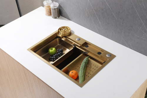 Кухонная мойка Abber Wasser Kreis AF2194G 68х46 цвет золото поверхность матовая - фото 2