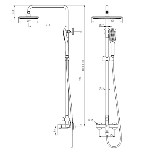 Душевая стойка LeMark Ursus LM7260BL настенная - фото 2