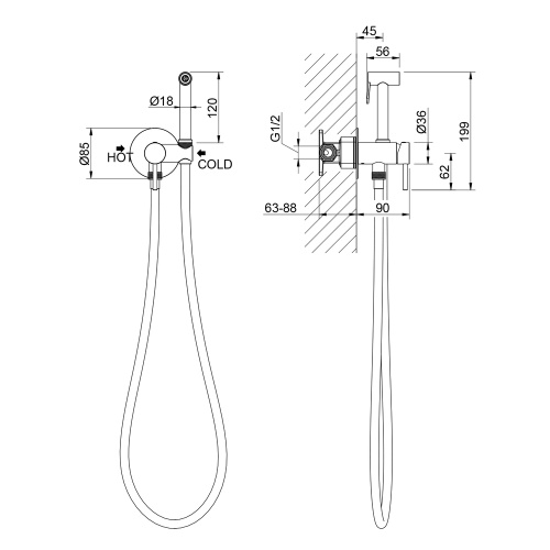 Смеситель с гигиеническим душем Timo Saona 2338/13SM встраиваемый в стену никель - фото 2