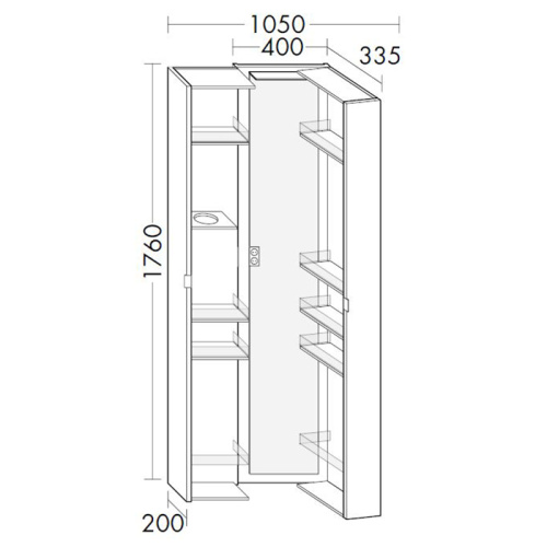 Шкаф-пенал Burgbad Sys30 шкафы HSHD040464 40х34х176 цвет белый матовый - фото 2