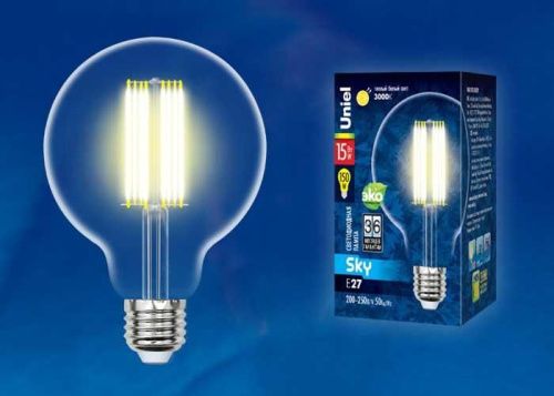 Лампа светодиодная филаментная Uniel SKY Globe (СКЫ Глобе) LED-G95-10W/4000K/E27/CL PLS02WH картон - фото 2
