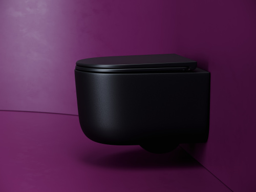 Унитаз подвесной Ceramica Nova ULMA CN4006TMB черный матовый с сиденьем микролифт безободковый смыв торнадо - фото 3