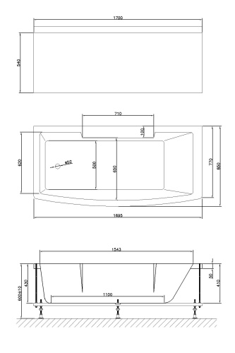 Ванна акриловая гидромассажная Royal Bath FATO RB326100DL 170х85 пристенная прямоугольная с каркасом - фото 4