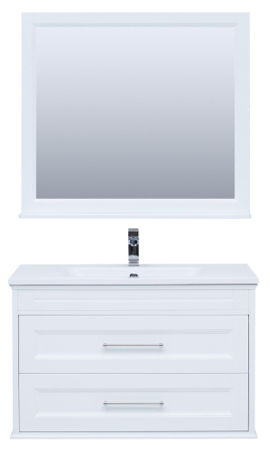 Комплект мебели: тумба с раковиной + зеркало Aquanet Бостон М 00258284 100x46x155 напольный/подвесной цвет белый - фото 3