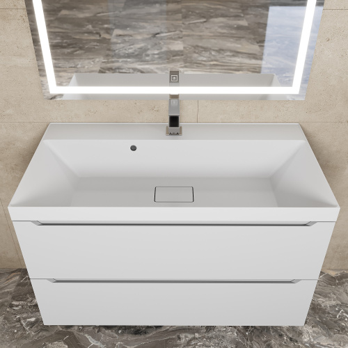 Раковина из литьевого мрамора Uperwood Classic New 291021026 90х45 полувстраиваемая цвет белый - фото 3