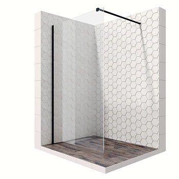 Душевая перегородка Ambassador Walk-in 15031112 120х200 стекло прозрачное профиль черный