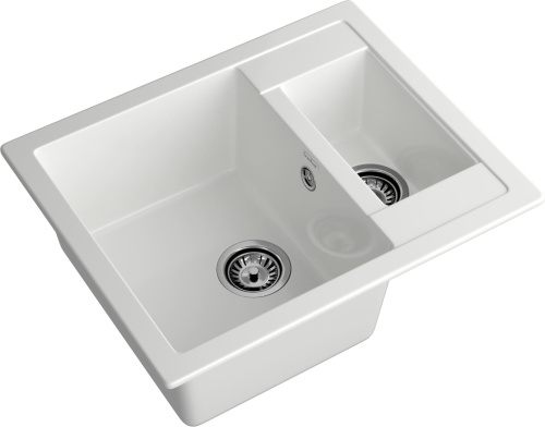 Кухонная мойка Granfest Quadro Q-610K иней 61х50 цвет белый поверхность матовая - фото 2