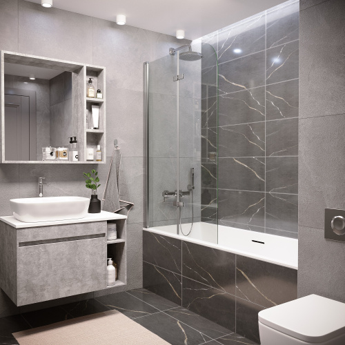 Душевая шторка на ванну Grossman GR-106110 110х150 стекло прозрачное профиль хром глянцевый ориентация универсальная - фото 2