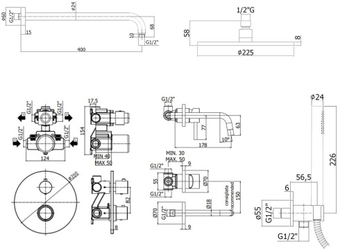 Душевая система Paffoni Light KITLIQ018NO006 встраиваемая в стену - фото 5