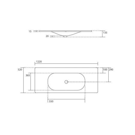 Раковина керамическая Kerasan Shape 548001*1 120 см встраиваемая цвет белый 1 отверстие под смеситель