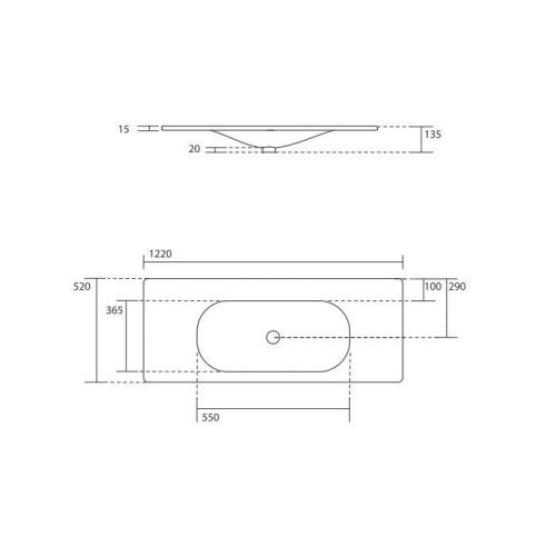 Раковина керамическая Kerasan Shape 548001*1 120 см встраиваемая цвет белый 1 отверстие под смеситель - фото 2