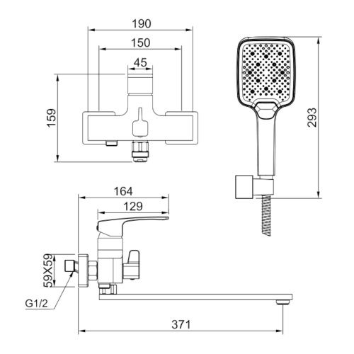 Смеситель для ванны и душа Raglo R01 R01.22 настенный хром - фото 2