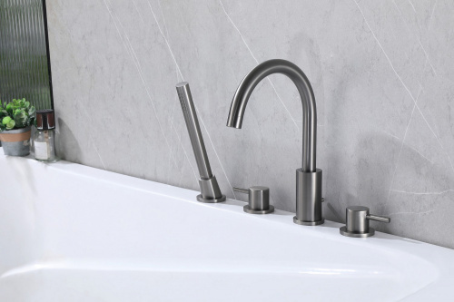 Смеситель ABBER Wasser Kreis AF8113NG на борт ванны никель - фото 2