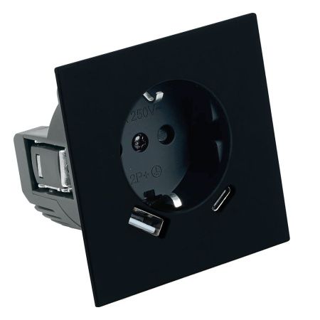 Розетка 1-местная з/ш с/з 16А + USB + Type C Stekker Мия 50452
