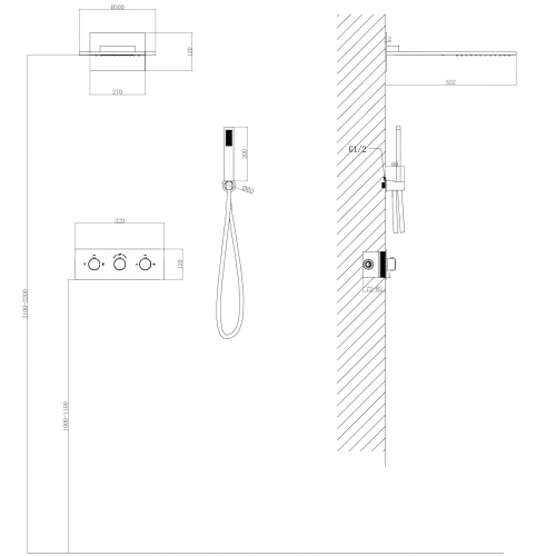 Душевая система ABBER AF8151NG встраиваемая в стену - фото 3