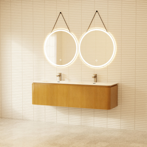 Тумба с раковиной+зеркало Art Decco Coco (Коко) ACC15W14D1M0 150x45x40 подвесная цвет белый дуб - фото 2