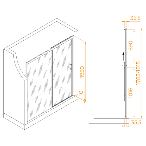 Душевая дверь RGW Passage 350801718-11 180х195 стекло прозрачное профиль хром глянцевый - фото 5