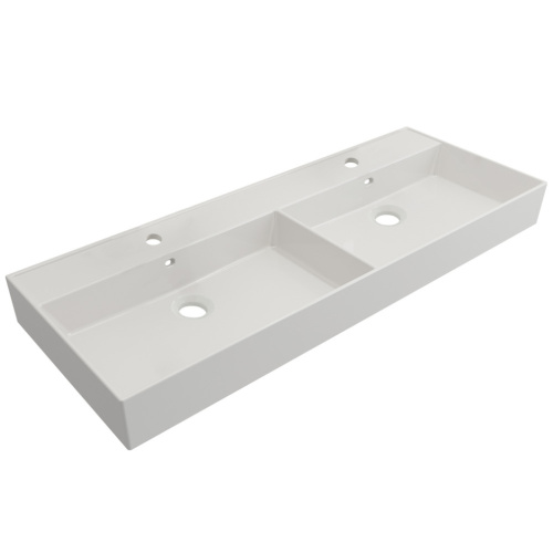 Раковина керамическая Cezares MOLVENO 46 CZR-MIL-120-2-LVB 120х47 подвесная цвет белый 2 отверстия под смеситель - фото 2