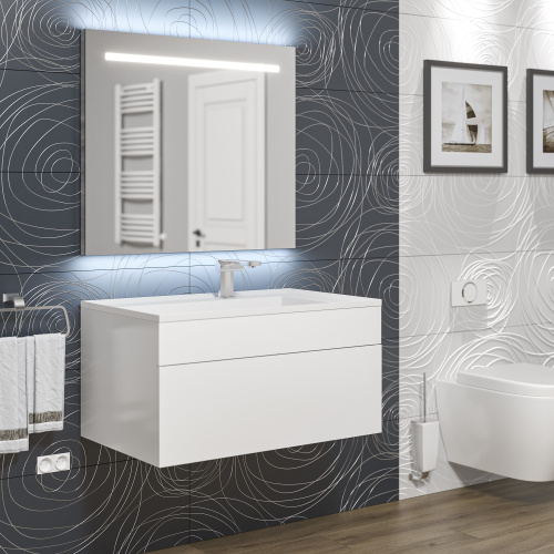 Раковина из литьевого мрамора Uperwood Lotus 35480000000 80х50 полувстраиваемая цвет белый матовый - фото 5