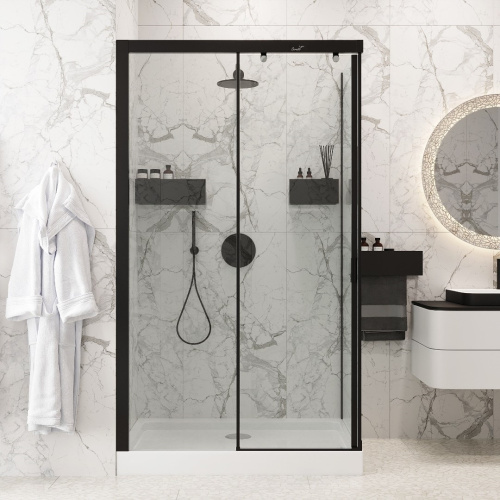 Душевой уголок Cerutti SPA MARBELLA 120B L 120х80 стекло прозрачное профиль черный без поддона - фото 4