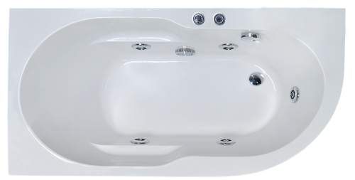Ванна акриловая гидромассажная Royal Bath AZUR RB614203ST-L 169х79 пристенная асимметричная с каркасом