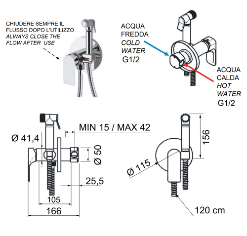 Гигиенический душ со смесителем Remer I65VO латунь - фото 3