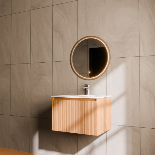 Тумба с раковиной+зеркало Art Decco Elizabeth (Элизабет) AEL06W11S1M0 60x45x40 подвесная цвет белый дуб - фото 2