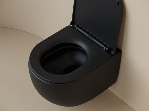 Унитаз подвесной Ceramica Nova UP CN4007MB черный матовый с сиденьем микролифт безободковый душевой смыв - фото 5