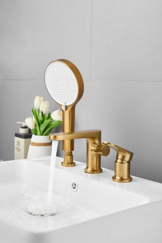 Смеситель BELZ B66713-5 на борт ванны золото - фото 5